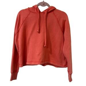 Aerie Womens XS Coral Pink Cropped Hooded Sweatshirt Lounge Cozy Oversized